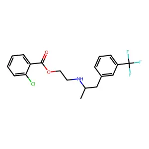Ethanol, 2-(alpha-methyl-m-trifluoromethylphenethylamino)-, o-chlorobenzoate structure