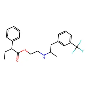 Ethanol, 2-(alpha-methyl-m-trifluoromethylphenethylamino)-, 2-phenylbutyrate structure