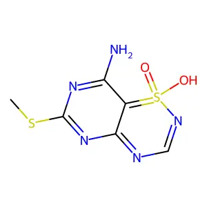 Pyrimido(4,5-e)-1,2,4-thiadiazine, 8-amino-6-methylthio-, 1,1-dioxide structure