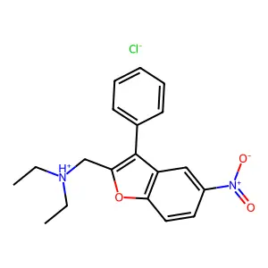 2-Benzofuranmethylamine, N,N-diethyl-5-nitro-3-phenyl-, hydrochloride structure