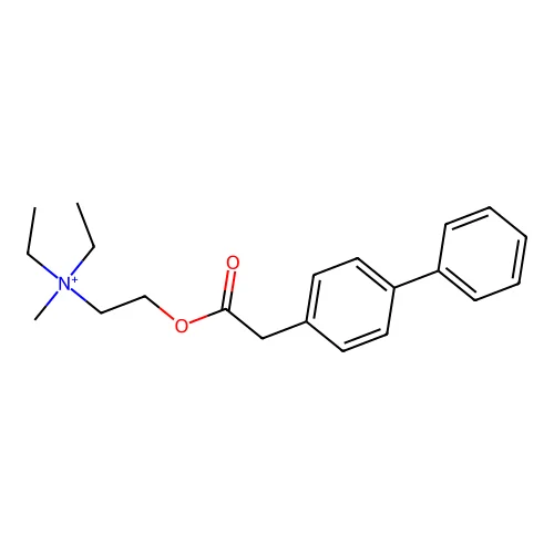 Diethyl-methyl-[2-[2-(4-phenylphenyl)acetyl]oxyethyl]azanium structure