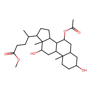 Methyl (3alpha,5beta,7alpha,12alpha)-7-acetoxy-3,12-dihydroxycholan-24-oate structure