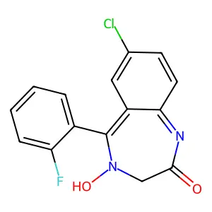 7-Chloro-5-(2-fluorophenyl)-1,3-dihydro-2H-benzo-1,4-diazepin-2-one 4-oxide structure
