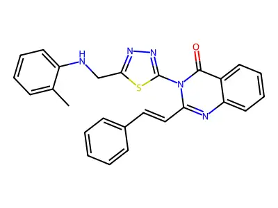 3-{5-[(2-Methylanilino)methyl]-1,3,4-thiadiazol-2-yl}-2-(2-phenylethen-1-yl)quinazolin-4(3H)-one structure