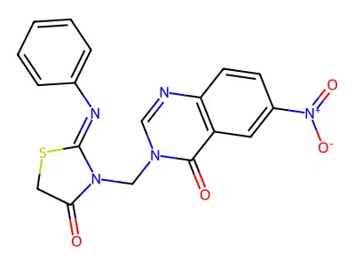 6-Nitro-3-((4-oxo-2-phenylimino-3-thiazolidinyl)methyl)-4(3H)-quinazolinone structure