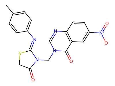 6-Nitro-3-((2-(p-tolylimino)-4-oxo-3-thiazolidinyl)methyl)-4(3H)-quinazolinone structure