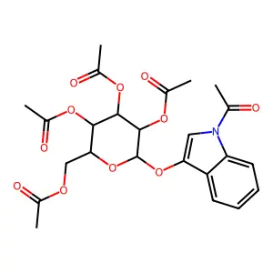 1-Acetyl-3-((2,3,4,6-tetra-O-acetyl-beta-D-glucopyranosyl)oxy)-1H-indole structure