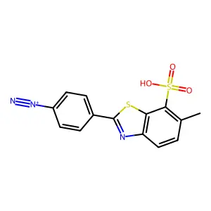 4-(6-Methyl-7-sulfo-2-benzothiazolyl)benzenediazonium structure