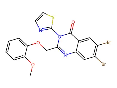 4(3H)-Quinazolinone, 6,7-dibromo-2-((2-methoxyphenoxy)methyl)-3-(2-thiazolyl)- structure