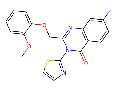 4(3H)-Quinazolinone, 7-iodo-2-((2-methoxyphenoxy)methyl)-3-(2-thiazolyl)- structure