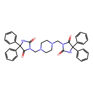 3,3'-(1,4-Piperazinediyldimethylene)bis(5,5-diphenylhydantoin) structure