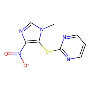 Pyrimidine, 2((1-methyl-4-nitro-1H-imidazol-5-yl)thio)- structure