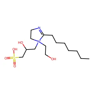 2-Heptyl-4,5-dihydro-1-(2-hydroxyethyl)-1-(2-hydroxy-3-sulfopropyl)-1H-imidazolium ( structure