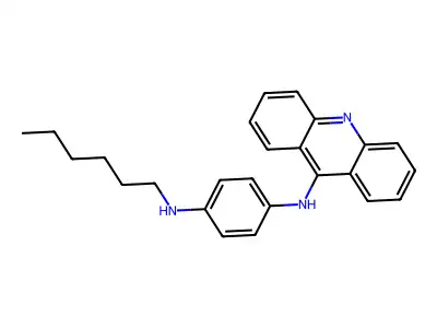 Acridine, 9-(p-(hexylamino)anilino)- structure