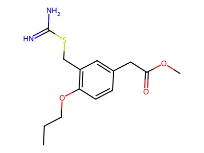 Methyl 2-[3-(carbamimidoylsulfanylmethyl)-4-propoxy-phenyl]acetate structure