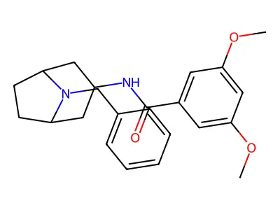 N-[(1S,5R)-8-benzyl-8-azabicyclo[3.2.1]octan-3-yl]-3,5-dimethoxybenzamide structure