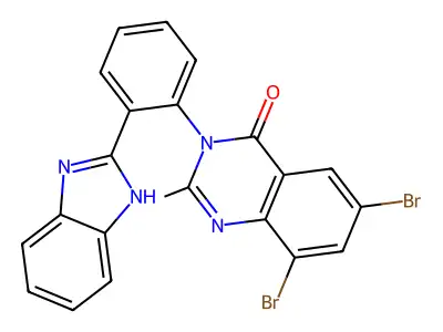 4(3H)-Quinazolinone, 3-(o-(2-benzimidazolyl)phenyl)-6,8-dibromo-2-methyl- structure