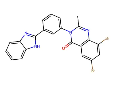 4(3H)-Quinazolinone, 3-(3-(1H-benzimidazol-2-yl)phenyl)-6,8-dibromo-2-methyl- structure