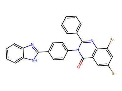 4(3H)-Quinazolinone, 3-(4-(1H-benzimidazol-2-yl)phenyl)-6,8-dibromo-2-phenyl- structure