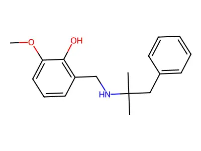 2-Methoxy-6-(((2-methyl-1-phenylpropan-2-yl)amino)methyl)phenol structure