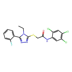 2-[[4-ethyl-5-(2-fluorophenyl)-1,2,4-triazol-3-yl]sulfanyl]-N-(2,4,5-trichlorophenyl)acetamide structure