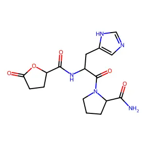 N-((Tetrahydro-5-oxo-2-furanyl)carbonyl)-L-histidyl-L-prolinamide structure