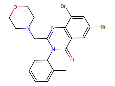 4(3H)-Quinazolinone, 6,8-dibromo-3-(2-methylphenyl)-2-(4-morpholinylmethyl)- structure