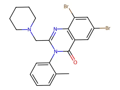 4(3H)-Quinazolinone, 6,8-dibromo-3-(2-methylphenyl)-2-(1-piperidinylmethyl)- structure
