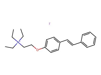 N,N,N-Triethyl-2-[4-(2-phenylethenyl)phenoxy]ethanaminium iodide structure