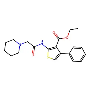 Ethyl 4-phenyl-2-((2-(1-piperidinyl)acetyl)amino)-3-thiophenecarboxylate structure