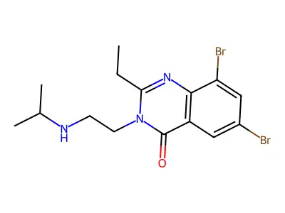 4(3H)-Quinazolinone, 6,8-dibromo-2-ethyl-3-(2-((1-methylethyl)amino)ethyl)- structure