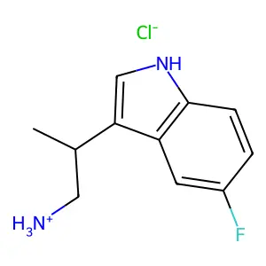 Indole, 3-(2-amino-1-methylethyl)-5-fluoro-, hydrochloride structure