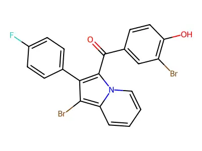 Methanone, (1-bromo-2-(4-fluorophenyl)-3-indolizinyl)(3-bromo-4-hydroxyphenyl)- structure