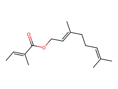 2-Butenoic acid, 2(or 3)-methyl-, (2E)-3,7-dimethyl-2,6-octadienyl ester structure
