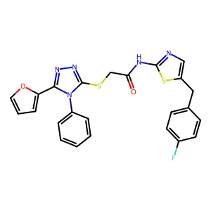 N-{5-[(4-fluorophenyl)methyl]-1,3-thiazol-2-yl}-2-{[5-(furan-2-yl)-4-phenyl-4H-1,2,4-triazol-3-yl]sulfanyl}acetamide structure