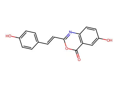 4H-3,1-Benzoxazin-4-one, 6-hydroxy-2-((1E)-2-(4-hydroxyphenyl)ethenyl)- structure