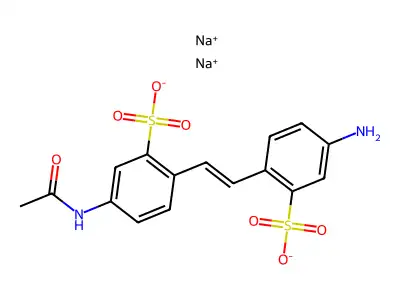 Disodium;2-[2-(4-acetamido-2-sulfonatophenyl)ethenyl]-5-aminobenzenesulfonate structure