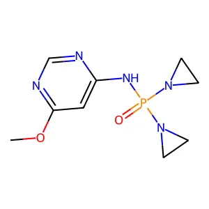 Phosphinic amide, P,P-bis(1-aziridinyl)-N-(6-methoxy-4-pyrimidinyl)- structure