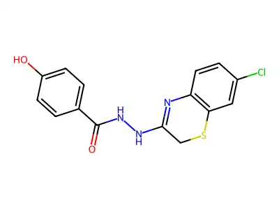 Benzoic acid, 4-hydroxy-, 2-(7-chloro-2H-1,4-benzothiazin-3-yl)hydrazide structure