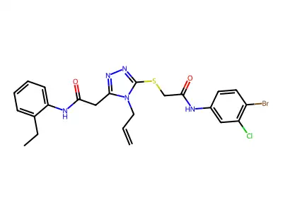 2-[5-({2-[(4-bromo-3-chlorophenyl)amino]-2-oxoethyl}sulfanyl)-4-(prop-2-en-1-yl)-4H-1,2,4-triazol-3-yl]-N-(2-ethylphenyl)acetamide structure
