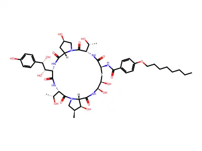 1-[(4R,5R)-4,5-Dihydroxy-N2-[4-(octyloxy)benzoyl]-L-ornithine]echinocandin B structure