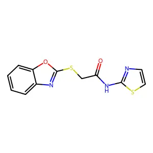 2-(1,3-benzoxazol-2-ylsulfanyl)-N-(1,3-thiazol-2-yl)acetamide structure