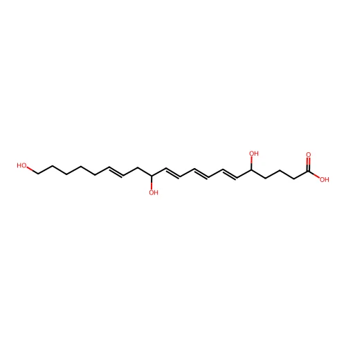 5,12,20-Trihydroxy-6,8,10,14-eicosatetraenoic acid structure