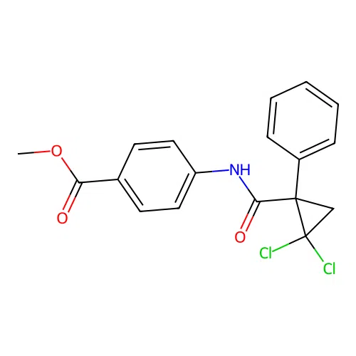 Methyl 4-{[(2,2-dichloro-1-phenylcyclopropyl)carbonyl]amino}benzoate structure