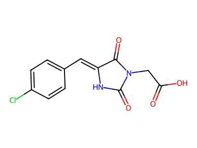 2-[4-[(4-Chlorophenyl)methylidene]-2,5-dioxoimidazolidin-1-yl]acetic acid structure