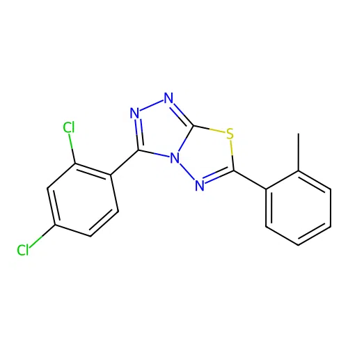 3-(2,4-dichlorophenyl)-6-(2-methylphenyl)[1,2,4]triazolo[3,4-b][1,3,4]thiadiazole structure