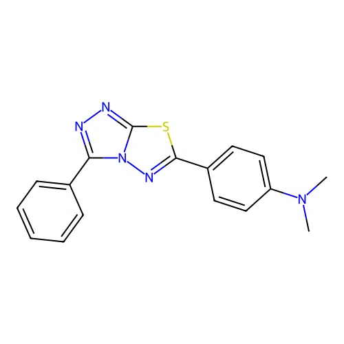 N,N-dimethyl-4-(3-phenyl-[1,2,4]triazolo[3,4-b][1,3,4]thiadiazol-6-yl)aniline structure