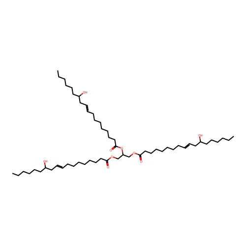 Propane-1,2,3-triyl tris(12-hydroxyoctadec-9-enoate) structure
