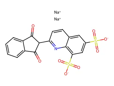 Disodium 2-(1,3-dioxo-2,3-dihydro-1H-inden-2-yl)quinoline-6,8-disulfonate structure