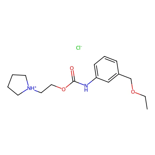 Carbanilic acid, m-(ethoxymethyl)-, 2-(1-pyrrolidinyl)ethyl ester, hydrochloride structure